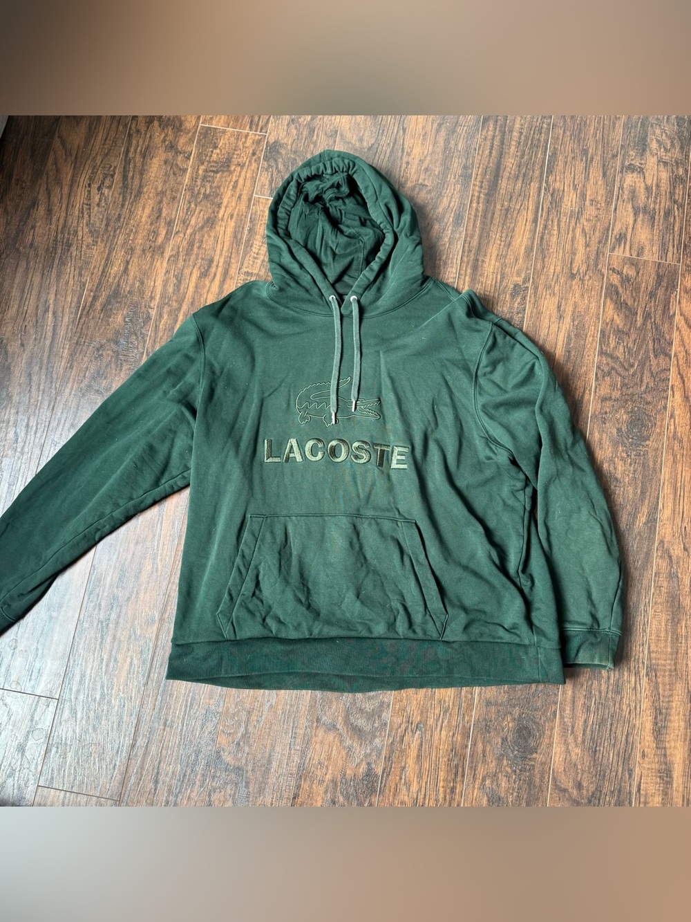 Lacoste Hoodie Mens 3XL Dark Green Long Sleeve Crocodile Logo Cotton